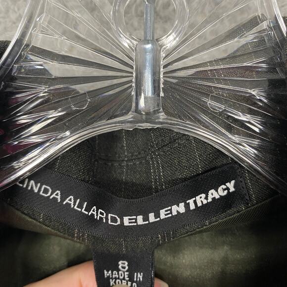 Linda Allard Ellen Tracy Jacket Womens 8 Blazer Gray Pinstripe Wool Button Up - Picture 3 of 10